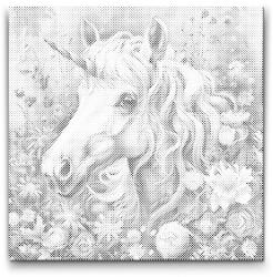  PontPöttyöző - Rózsaszín egyszarvú Méret: 50x50cm, Keretezés: Kartonlemezen, Szín: Piros