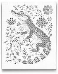 PontPöttyöző - Északi népművészet - Aligátor Méret: 40x50cm, Keretezés: Kartonlemezen, Szín: Piros