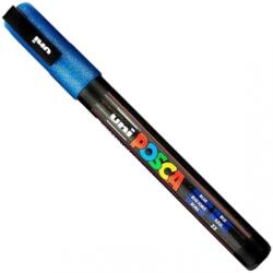 uni Marker pensula cu vopsea PC-3ML, varf 0.9 - 1.3 mm, cu sclipici, albastru, Uni-Ball M1278