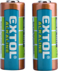 Extol elem klt. 2 db, alkáli, 12V, méret: (23A); hosszú élettartam, bliszteren