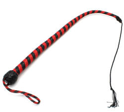 Kiotos Leather Whip Black & Red 60cm