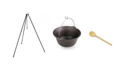  Öntöttvas bogrács szett - 7, 2 literes öntöttvas bogrács + állvány (15507-1-2m-40cm)