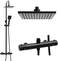 Erga Flova, zuhanygarnitúra termosztatikus csapteleppel és esőfejjel 20x20cm, fekete matt, ERG-YKA-BP. FLOVA THERM 20 BLK (ERG-YKA-BP.FLOVA THERM 20 BLK)