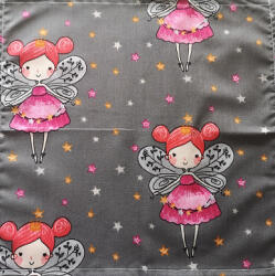  Textil szalvéta - 30x30 cm / szürke tündér mintás