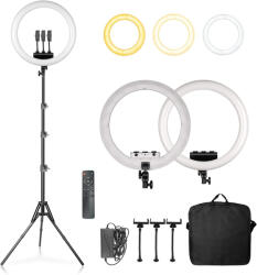  Lampa circulara 46 cm diametru, putere 50W, telecomanda inclusa, 3 suporti de telefon si geanta de transport