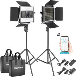 Neewer Kit 2 Panouri Neewer Bi color 530 LED, trepiezi 200 cm, cabluri alimentare, gentute transport