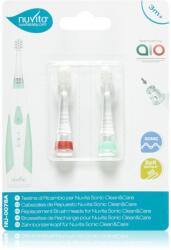 Nuvita Sonic Clean&Care Replacement Brush Heads tartalék fejek a szónikus elemes fogkeféhez újszülötteknek Sonic Clean&Care Small Red/Green 3 m+ 2 db
