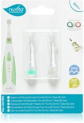 Nuvita Sonic Clean&Care Replacement Brush Heads tartalék fejek a szónikus elemes fogkeféhez újszülötteknek Sonic Clean&Care Small Green/White 3 m+ 2 db