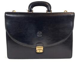 GIUDI íves fedeles, egy részes fekete bőr aktatáska G1901TV-03 - taskaweb