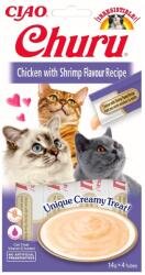 Inaba Foods Churu Cat Recompensa pentru pisici, piure cu pui si creveti 56 g