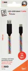 2GO 797146 Tricolor cu iluminare LED, USB-USB Type C, 1m, Multicolor (797146) - vexio