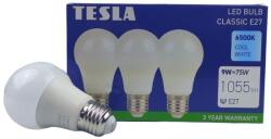 TESLA Tesla - LED izzó BULB E27, 9W, 230V, 1055lm, 25 000h, 6500K hideg fehér, 220st 3db csomagban (BL270965-3PACK)