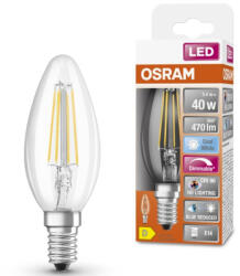 OSRAM E14 LED SStar+ gyertya 3, 4W 470lm 4000K hidegfehér, szabályozható 300° víztiszta - 40W izzó helyett (4058075602755)