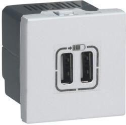 Legrand L Program Mosaic kettős USB töltő aljzat, 2400 mA, 2 modulos, fehér (278594) (278594L)