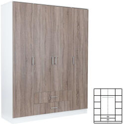 Leziter Miami Gardróbszekrény - Yorki Tölgy/Fehér - 160x205 cm (LMGSZ160YTF) - pepita - 146 890 Ft