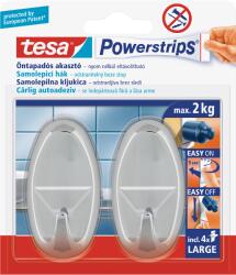 tesa Powerstrips Akasztó, Króm, Ovális, Beltéri, 2 Db/csomag