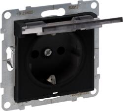 Legrand Suno 2p+f Csatlakozóaljzat Rugós, Biztonsági Zsaluval, Csapófedéllel Ip21, Fekete