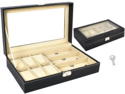  Díszdoboz órákhoz és szemüvegekhez, bőr, fekete - mardon