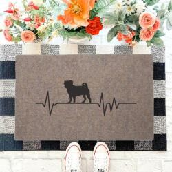 EKG" Mopsz kutyás lábtörlő barna háttérrel (60 x 40 x 0, 2 cm)