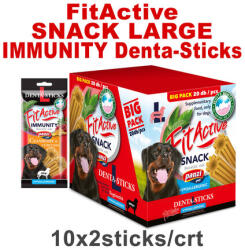 FitActive Hypoallergenic Denta-Sticks Immunity Cranberry & Curcuma - Immunerősítő és fogtisztító rágórudak nagytestű kutyáknak (L) (10 tasak | 10 x 170 g) 1.7kg