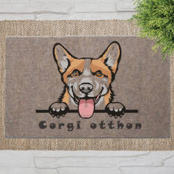 Corgi kutyás lábtörlő barna háttérrel (60 x 40 x 0, 2 cm)
