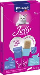 Vitakraft Jelly Lovers zselés jutalomfalat macskáknak lazacos és lepényhalas (4 csomag | 24 x 15 g = 8 x 3 db 15 g-os tasak) 360g