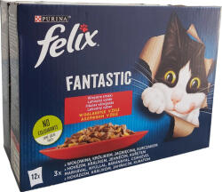 FELIX Fantastic alutasakos macskaeledel - Házias válogatás aszpikban - Multipack (1 karton | 12 alutasak | 12 x 85 g) 1.02kg