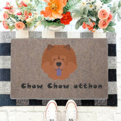 Chow Chow kutyás lábtörlő barna háttérrel (60 x 40 x 0, 2 cm)