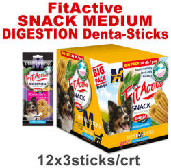 FitActive Hypoallergenic Denta-Sticks Digestion Rosemary & Curcuma - Emésztést támogató és fogtisztító rágórudak közepes méretű kutyáknak (M) (12 tasak | 12 x 150 g) 1.8kg