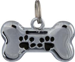 TRIXIE csont formájú fém címtartó (35 x 20 mm, Szürke/Fekete)