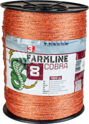 FarmLine Cobra 8 villanypásztor vezeték (Hossz: 1000 m | Átmérő: 4 mm | Vezetőszálak: 6 x 0, 30 mm ötvözet | Ellenállás: 1, 72 Ohm/m | Szakítószilárdság: 200 kg | Max. kerítéshossz: 6000 m | Narancssárga)