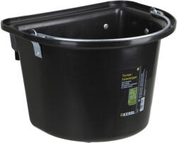 Kerbl lapos hátú abrakosvödör fém hordfogantyúval és a hátán fém akasztóval (12 literes | 1.73 kg | Fekete)