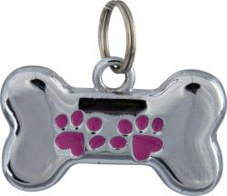 TRIXIE csont formájú fém címtartó (35 x 20 mm, Szürke/Rózsaszín)