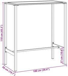 vidaXL fekete porszórt acél bárasztal 100 x 50 x 110 cm (4009268) - pepita