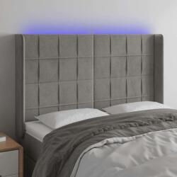 vidaXL Bársony LED Fejtámla - Világosszürke - 147x16x118/128cm (3124096)