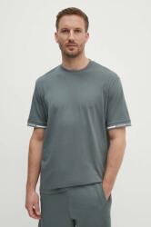 Giorgio Armani tricou din bumbac barbati, culoarea verde, neted PPYH-TSM0ME_70X