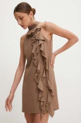 ANSWEAR rochie din in culoarea maro, mini, dreaptă BMYH-BDD02R_82X (92335.IJS)