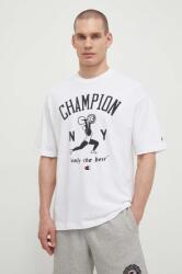 Champion tricou din bumbac bărbați, culoarea alb, cu imprimeu 219856 PPYH-TSM2B3_00X (219856)