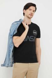 Alpha Industries tricou din bumbac culoarea negru, cu imprimeu 178501RR. 03-Black PPYX-TSM27O_99X (178501RR.03)