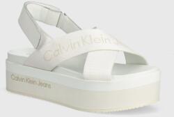 Calvin Klein Jeans sandale FLATFORM SANDAL SLING IN MR femei, culoarea alb, cu platforma, YW0YW01362 PPYH-OBD1KJ_00X