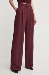 Patrizia Pepe pantaloni din amestec de in culoarea bordo, lat, high waist, 2P1609 A052 PPYH-SPD0S4_93X