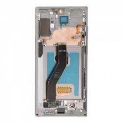 Samsung N975, N976 Galaxy Note 10+ (4G és 5G) előlap keret, lcd kijelző és érintőpanel, ezüst (Small size, Kis kijelzős verzió, OLED)