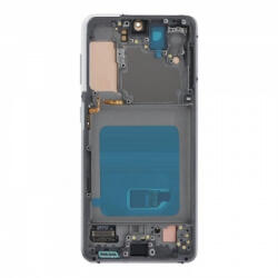 Samsung G991 Galaxy S21 5G előlap keret, lcd kijelző és érintőpanel, ezüst (Same size OLED)