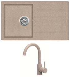 Evido Easy 45S gránit mosogató, 760 x 440 mm, avena + EVIDO LANA csaptelep, avena (105981SET) - olmo