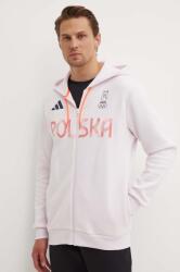 Adidas melegítő felső Polska rózsaszín, nyomott mintás, kapucnis, JF6684 - rózsaszín M