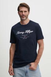Tommy Hilfiger pamut póló sötétkék, férfi, nyomott mintás, MW0MW33691 - sötétkék M
