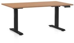 Rauman Állítható magasságú asztal OfficeTech C, 120 x 80 cm, fekete alap, bükkfa