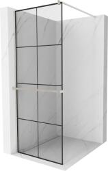 Mexen Kioto+, Walk-In zuhanyparaván polccal és akasztóval 70 x 200 cm, 8 mm átlátszó üveg fekete mintás, csiszolt acél profil, 800-070-121-97-77 (800-070-121-97-77)