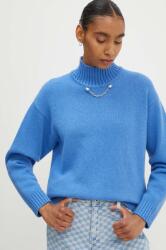 Moschino Jeans gyapjúkeverék pulóver női, félgarbó nyakú, 0906.8204 - kék XS