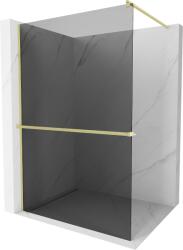 Mexen Kioto+, Walk-In zuhany paraván polccal és akasztóval 100 x 200 cm, 8mm szürke üveg, arany matt profil, 800-100-121-55-40 (800-100-121-55-40)